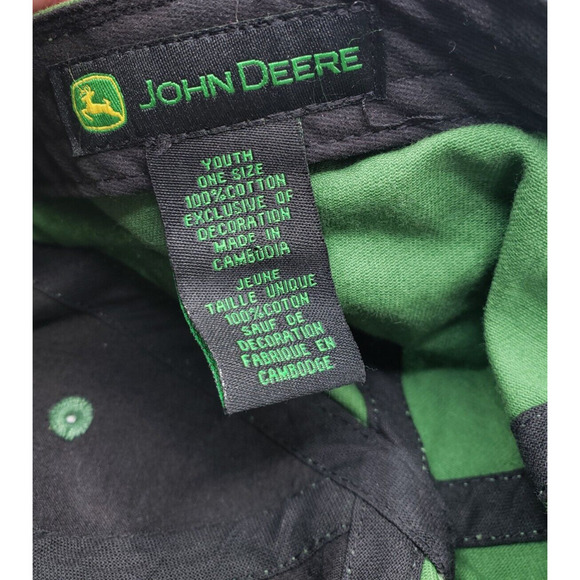 John Deere Green With Black & Gold Logo Canvas Strapback Hat Cap - Picture 10 of 10